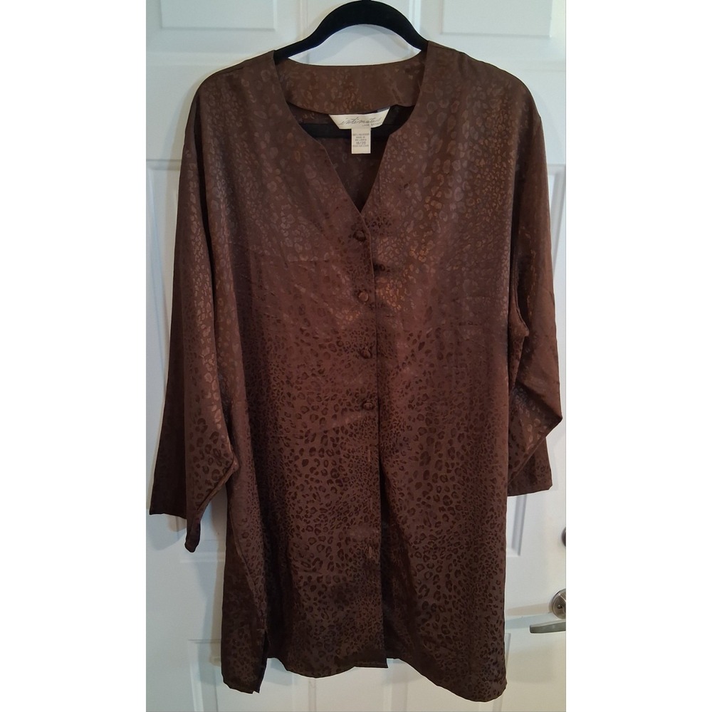 VTG Lane Bryant  Intimates  Plus 18/20 Satin Leopard Brown Short Robe Set
